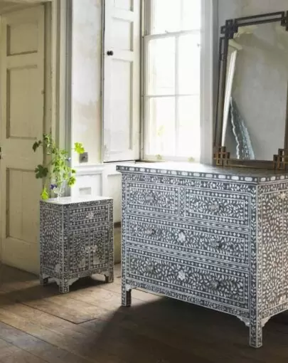 Classic Grey Mother of Pearl Chest of Drawers