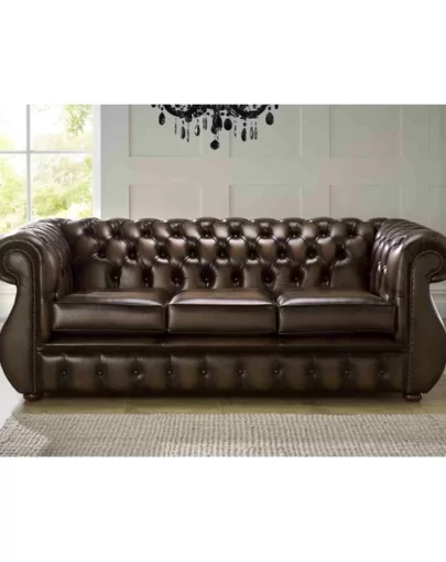 Genuine Leather 3 Seater Chesterfield Sofa