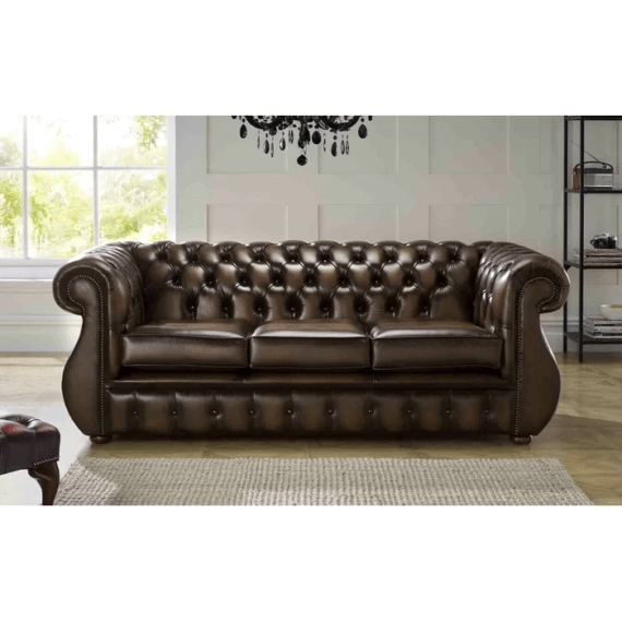 Genuine Leather 3 Seater Chesterfield Sofa