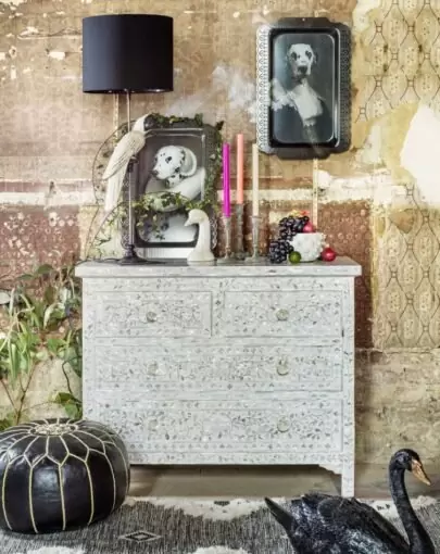 Classic White Mother of Pearl Chest of Drawers