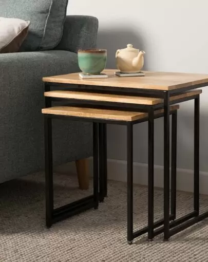 Industrial Light Mango Nest of 3 Tables