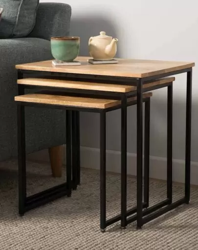 Industrial Light Mango Nest of 3 Tables