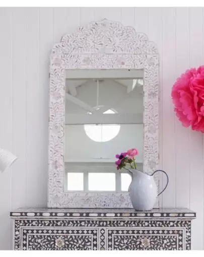 Adriana White Mother of Pearl Mirror