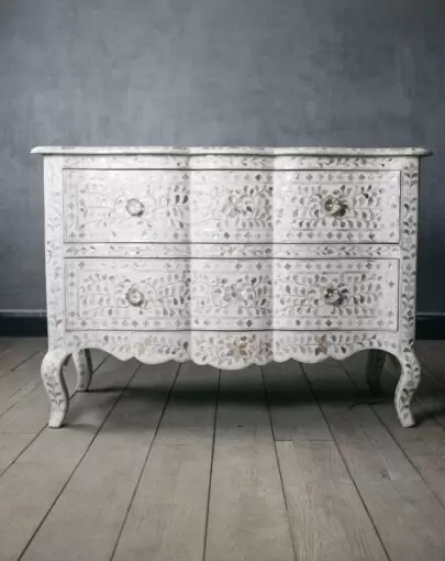 White Mother of Pearl Chest of Drawers