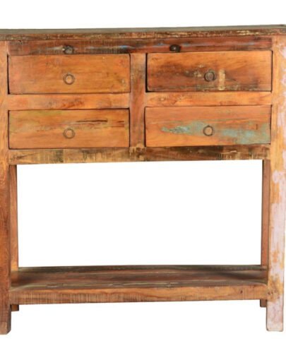 Rustic Reclaimed Wood Hall Console Table with Drawers